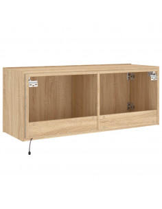 Mobile TV a Parete con Luci LED Rovere Sonoma 100x35x41 cm