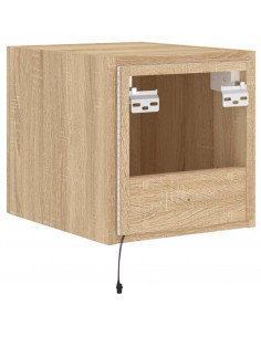 Mobile TV a Parete con Luci LED Rovere Sonoma 30,5x35x80 cm