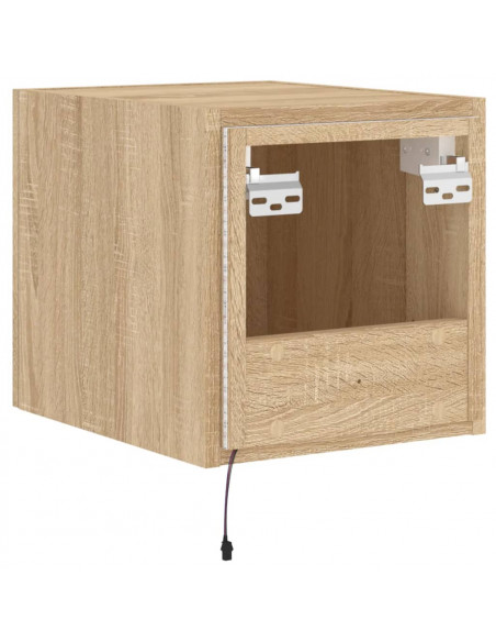 Mobile TV a Parete con Luci LED Rovere Sonoma 30,5x35x80 cm
