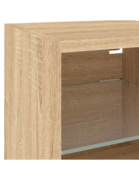 Mobile TV a Parete con Luci LED Rovere Sonoma 30x28,5x30 cm
