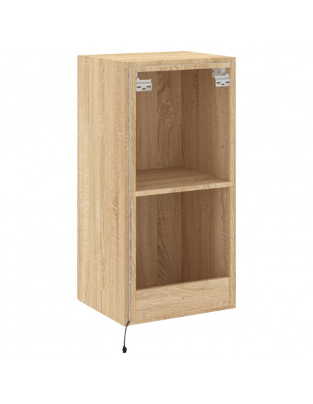 Mobile TV a Parete con Luci LED Rovere Sonoma 40,5x35x80 cm