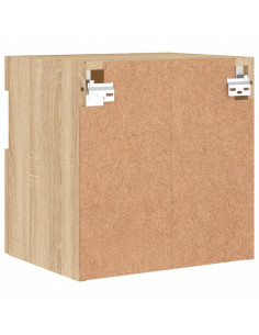 Mobile TV a Parete con Luci LED Rovere Sonoma 40x30x40 cm