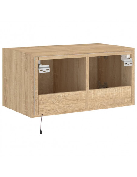 Mobile TV a Parete con Luci LED Rovere Sonoma 60x35x31 cm
