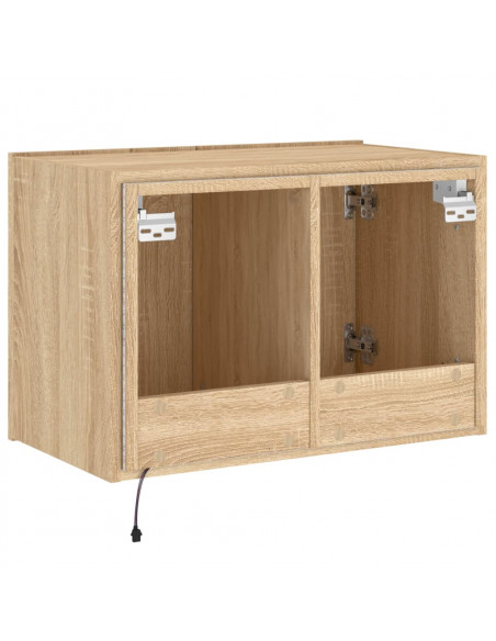 Mobile TV a Parete con Luci LED Rovere Sonoma 60x35x41 cm