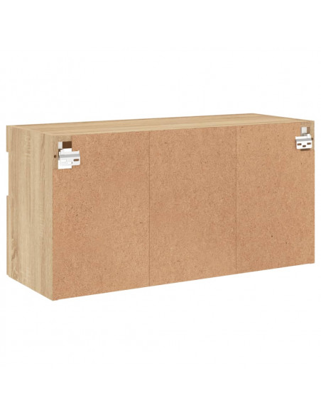 Mobile TV a Parete con Luci LED Rovere Sonoma 80x30x40 cm