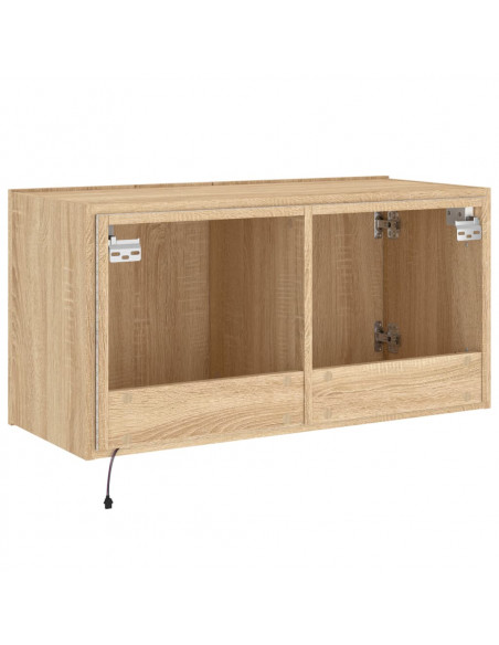 Mobile TV a Parete con Luci LED Rovere Sonoma 80x35x41 cm