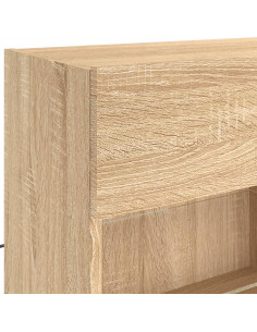 Mobile TV a Parete con Luci LED Rovere Sonoma 98,5x30x60,5 cm