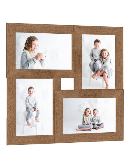 Cornice per Collage per 4x(13x18 cm) Foto Marrone Chiaro in MDF