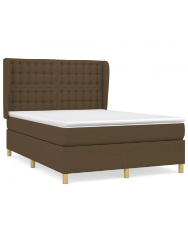 Giroletto a Molle con Materasso Marrone Scuro 140x200cm Tessuto