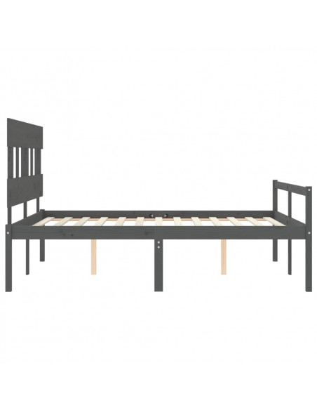 Letto per Anziani con Testiera Grigio King in Legno Massello