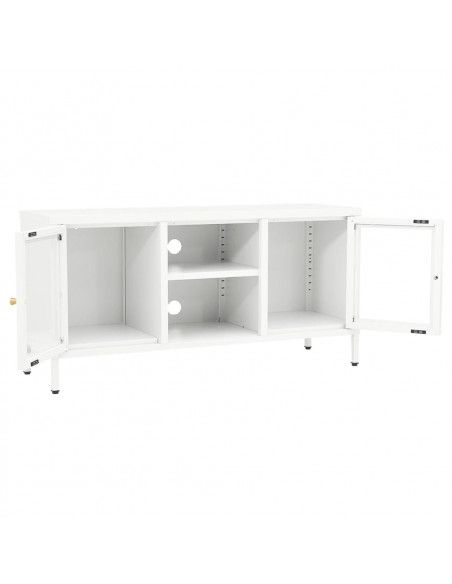 Mobile TV Bianco 105x35x52 cm in Acciaio e Vetro