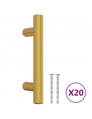 Maniglie per Mobili 20 pz Oro 64 mm in Acciaio Inox