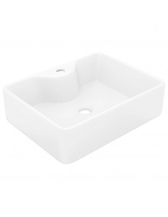 Lavandino Bagno in Ceramica Bianca Quadrato con Foro per Rubinetto 2
