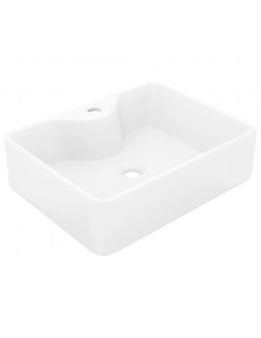 Lavandino Bagno in Ceramica Bianca Quadrato con Foro per Rubinetto