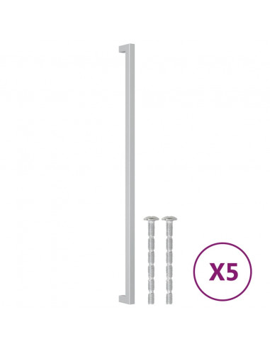 Maniglie per Mobili 5pz Argento 480mm in Acciaio Inox