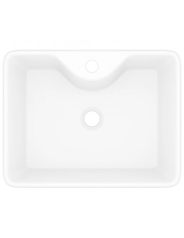 Lavandino Bagno in Ceramica Bianca Quadrato con Foro per Rubinetto