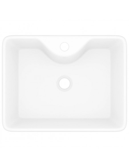 Lavandino Bagno in Ceramica Bianca Quadrato con Foro per Rubinetto