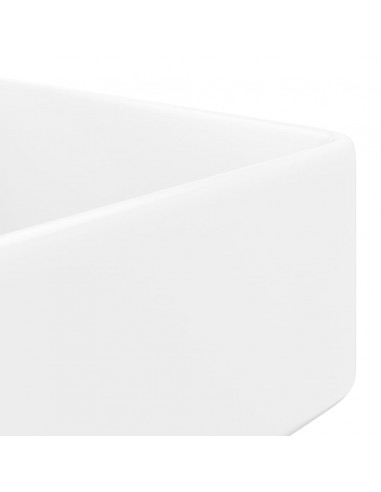 Lavandino Bagno in Ceramica Bianca Quadrato con Foro per Rubinetto