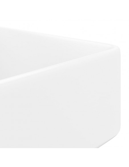 Lavandino Bagno in Ceramica Bianca Quadrato con Foro per Rubinetto