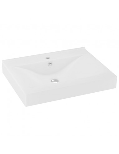 Lavandino con Foro Rubinetto Bianco Opaco 60x46 cm in Ceramica