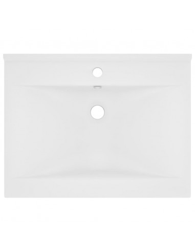 Lavandino con Foro Rubinetto Bianco Opaco 60x46 cm in Ceramica