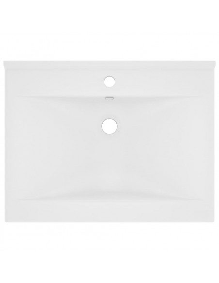 Lavandino con Foro Rubinetto Bianco Opaco 60x46 cm in Ceramica
