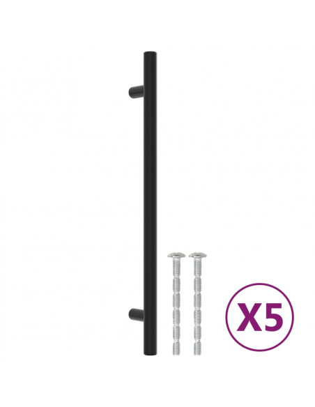 Maniglie per Mobili 5pz Nere 192mm in Acciaio Inox