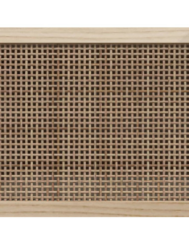Mobile TV Bianco 80x30x40 cm Massello Pino e Rattan Naturale