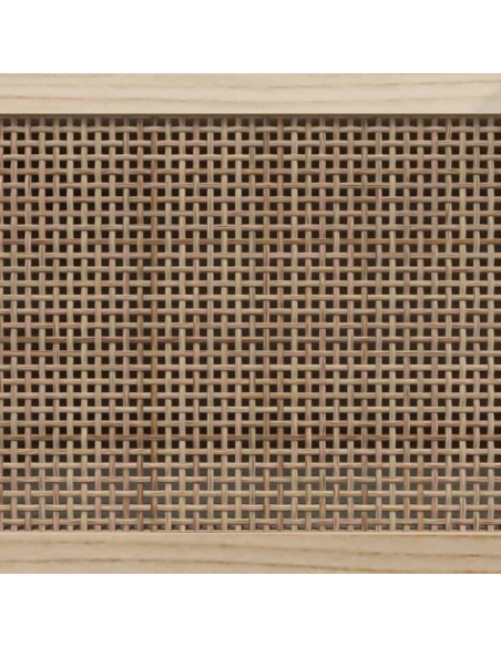 Mobile TV Bianco 80x30x40 cm Massello Pino e Rattan Naturale