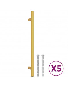 Maniglie per Mobili 5pz Oro 192mm in Acciaio Inox 2