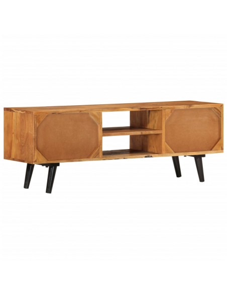 Mobile TV con Ante 112x30x40cm Legno Massello Acacia e Metallo