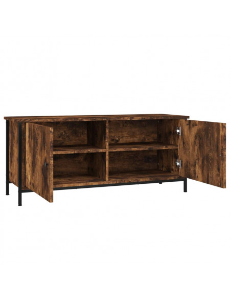 Mobile TV con Ante Rovere Fumo 102x35x45 cm Legno Multistrato