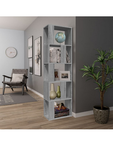 Libreria Grigio Sonoma 45x24x160 cm in Legno Multistrato