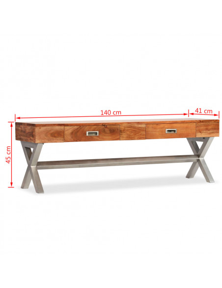 Mobile TV con Cassetti Massello Acacia Finitura Sheesham 140 cm