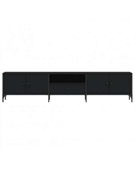 Mobile TV con Cassetto Nero 200x25x44 cm in Legno Multistrato