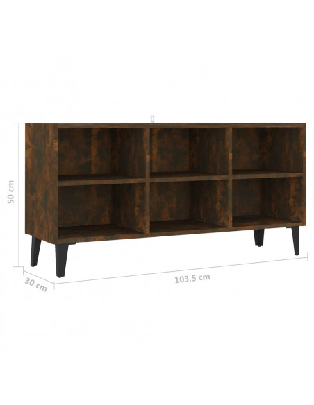 Mobile TV con Gambe in Metallo Rovere Fumo 103,5x30x50 cm