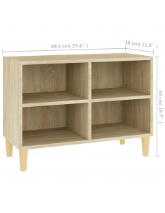 Mobile TV con Gambe Legno Massello Rovere Sonoma 69,5x30x50 cm