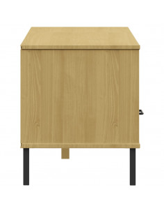 Mobile TV con Gambe Metallo Marrone Legno Massello di Pino OSLO