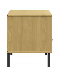 Mobile TV con Gambe Metallo Marrone Legno Massello di Pino OSLO