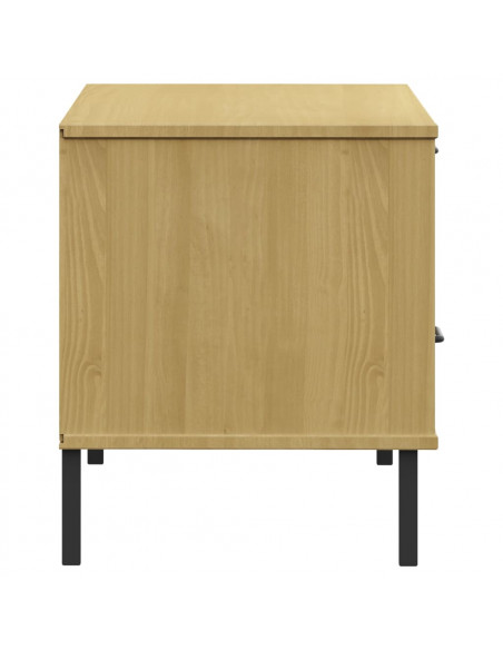 Mobile TV con Gambe Metallo Marrone Legno Massello di Pino OSLO