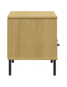 Mobile TV con Gambe Metallo Marrone Legno Massello di Pino OSLO