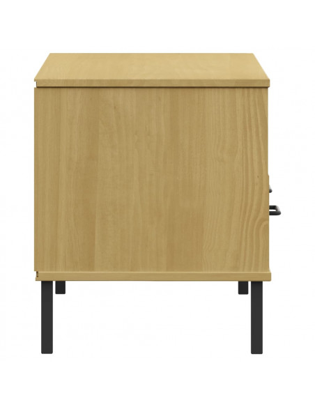 Mobile TV con Gambe Metallo Marrone Legno Massello di Pino OSLO