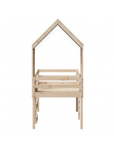 Letto a Soppalco con Tetto 90x200 cm in Legno di Pino 2