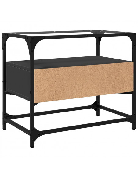 Mobile TV con Piano in Vetro Nero 60x35x51 cm Legno Multistrato