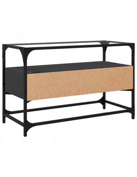 Mobile TV con Piano in Vetro Nero 80x35x51 cm Legno Multistrato