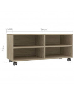 Mobile TV con Ruote Rovere Sonoma 90x35x35 cm Legno Multistrato