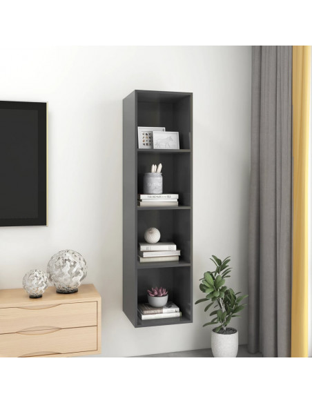 Mobile TV da Parete Grigio 37x37x142,5 cm in Legno Multistrato