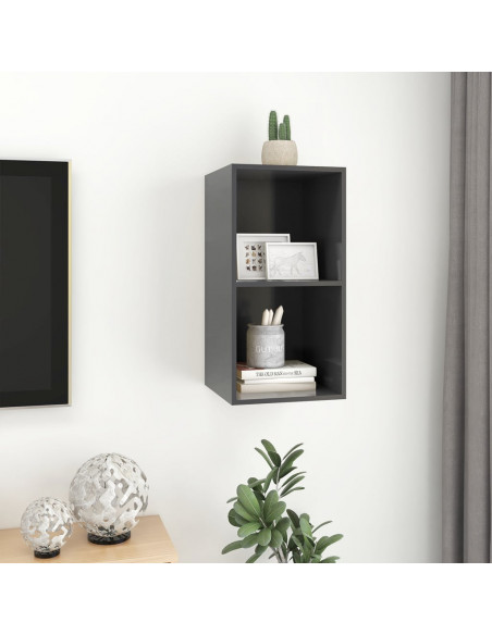 Mobile TV da Parete Grigio 37x37x72 cm in Legno Multistrato
