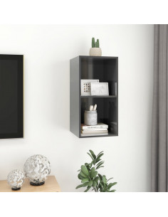 Mobile TV da Parete Grigio Lucido 37x37x72 cm Legno Multistrato