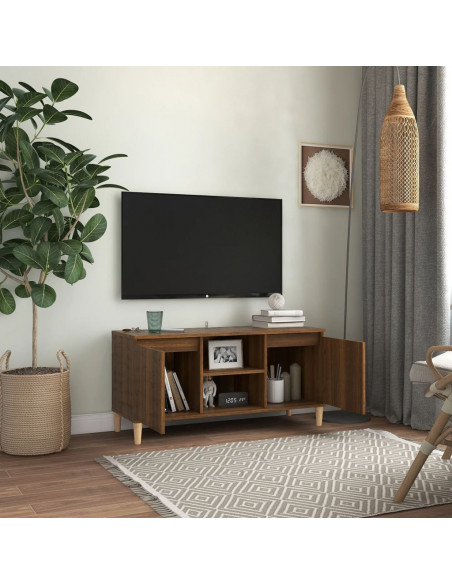 Mobile TV Gambe in Legno Marrone Rovere 103,5x35x50 cm